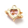 Brass Cubic Zirconia Charms KK-M233-10G-B-2