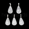 Teardrop Platinum Tone Brass Quartz Crystal Pendants X-G-F267-04I-2