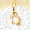 304 Stainless Steel Laser Cut Penguin Pendant Necklaces for Women Men NJEW-Q032-01D-G-1