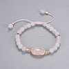 Natural Rose Quartz Braided Bead Bracelets BJEW-JB04210-01-1