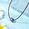 Natural Amethyst & Glass Seed Beads Cluster Flower Pendant Necklaces NJEW-MZ00095-02-1