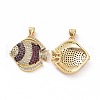 Brass Micro Pave Clear Cubic Zirconia Pendants ZIRC-F135-04G-02-1