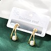 304 Stainless Steel Plastic Imitation Pearl Round Stud Earrings EJEW-M105-08G-1