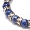 Natural Sodalite & Alloy Beaded Stretch Bracelet BJEW-JB08621-5