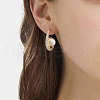 Spiral with Imitation Pearl Beads Stud Earrings EJEW-C006-03-4