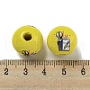 Printed Wood European Beads WOOD-L020-D07-3