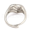 Enamel Heart Adjustable Ring with Clear Cubic Zirconia RJEW-Q781-01P-04-3