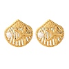 Shell Shape with Starfish 304 Stainless Steel Plastic Imitation Pearl Stud Earrings EJEW-Z109-04G-4