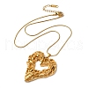 304 Stainless Steel Round Snake Chain Textured Heart Pendant Necklaces for Women NJEW-S001-01-3