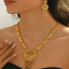 Elegant Fashion Hollow Round & Heart Brass Necklace & Earrings Sets FN9887-2