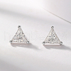 S925 Sterling Silver Clear Cubic Zirconia Triangle Stud Earrings IQ7437-2-1