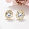Brass Micro Pave Clear Cubic Zirconia Stud Earrings EJEW-C139-01G-2