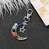 Wire Wrapped Chakra Synthetic & Natural Mixed Stone & Alloy Moon Pendant Decorations HJEW-JM01576-01-4