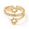 Clear Cubic Zirconia Star of David Cuff Ring RJEW-M142-03G-2