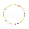 Enamel Flower Link Chains Necklace NJEW-N049-01-1