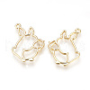 Rack Plating Alloy Bunny Open Back Bezel Pendants PALLOY-R099-23G-FF-1