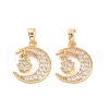 Brass Micro Pave Clear Cubic Zirconia Pendants KK-E068-VC458-2