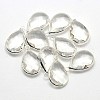 Silver Color Plated Brass Glass Teardrop Pendants GLAA-J017A-S-2