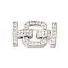 Rack Plating Brass Micro Pave Clear Cubic Zirconia Fold Over Clasps KK-V008-25P-1