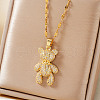 Elegant Brass Clear Cubic Zirconia Cartoon Bear Pendant Necklaces XF2925-1