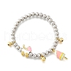 Brass Enamel Round Beads Charm Bracelets for Women BJEW-D317-11A-PG-4