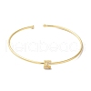 Rack Plating Brass Micro Pave Clear Cubic Zirconia Letter Open Cuff Bangles BJEW-A018-01G-Z-2