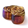 Metal Enlaced Heart Rose Opaque Acrylic Bead X-OACR-Q190-01E-2