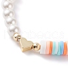 Heart & Polymer Clay Heishi Beads Stretch Bracelets Set BJEW-TA00044-17