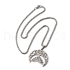 Bat 304 Stainless Steel Hollow Crescent Moon Bat Pendant Necklaces for Women NJEW-M105-05P-2