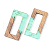 Transparent Resin & Walnut Wood Pendants RESI-S389-057B-B02-2