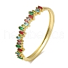 Brass Pave Glass Hinged Bangles for Women BJEW-B091-03G-1