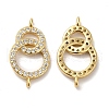 925 Sterling Silver Micro Pave Clear Cubic Zirconia Connector Charms STER-I010-03G-1