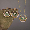 Teardrop & Ring Alloy & Plastic Pearl Enamel Pendant Necklace & Stud Dangle Earrings Sets FS-WG36BCF-03-1