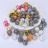 Colorful Pattern Printed Silicone Focal Beads SI-JX0022A-01-5