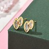 Double Horse Eye Brass Micro Pave Clear Cubic Zirconin Stud Earrings EJEW-D318-06G-3