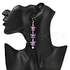 Zinc Alloy Enamel Flower Dangle Earrings EJEW-JE06462-02-2