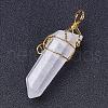 Natural Quartz Crystal Big Pointed Pendants G-P253-01-3