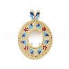 Brass Micro Pave Cubic Zirconia Oil Drip Pendant Cabochon Settings KK-U026-19G-1