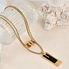 Ion Plating(IP) 304 Stainless Steel Black Enamel Rectangle Pendant Chain Necklaces for Women NJEW-M078-04-2
