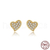 Heart 925 Sterling Silver Cubic Zirconia Stud Earrings for Women EJEW-P231-35G-4
