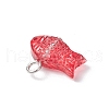 Fish Spray Painted Glass Pendants PALLOY-JF03779-5