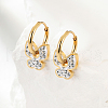 Stainless Steel Rhinestone Butterfly Hoop Earrings BU9649-4