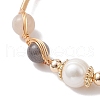 Natural Moonstone Round Beaded Cuff Bangle BJEW-JB10113-01-3