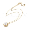 Half Round Brass Micro Pave Cubic Zirconia Pendant Neckalces for Women NJEW-C076-07G-4