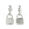 Rack Plating Brass Micro Pave Cubic Zirconia European Dangle Charms KK-K330-47P-2