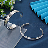 SUNNYCLUE 2Pcs 2 Styles C-Shaped 201 Stainless Steel Grooved Cuff Bangles STAS-SC0008-02-4