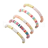 5Pcs 5 Styles Easter' Day Polymer Clay Beads Stretch Bracelet & Alloy Enamel Charm Bracelet Set for Women BJEW-TA00608-5