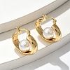 304 Stainless Steel & ABS Plastic Imitation Pearl Huggie Hoop Earrings EJEW-S253-24G-2