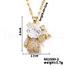 Brass Clear Cubic Zirconia Shiny 3D Bear Pendant Necklaces PZ7531-2-1