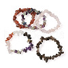 Fashewelry 5Pcs 5 Style Natural Mixed Stone Chip Beads Stretch Bracelets for Women BJEW-FW0001-03-10